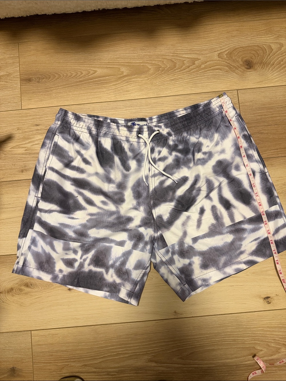 Men's Tie-Dye Gray & White Swim Trunks